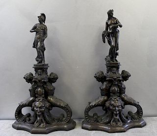 A Pair of Antique Italian Bronze Columns "Modello"