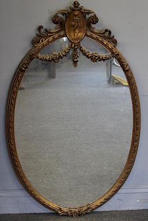 Antique Adams Style Giltwood Mirror.