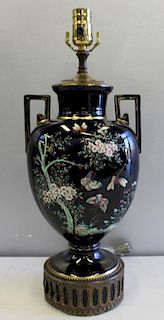 Victorian Enamel Decorated Urn Form Glass