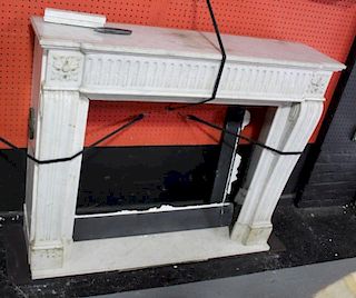 Antique Carved White  Marble Fireplace.