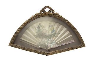 A French Silk and Mother-of-Pearl Fan, 19TH CENTURY, Width: 19 inches.