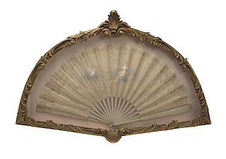 A French Silk and Lace Fan, 19TH CENTURY, Width 25 3/4 inches.