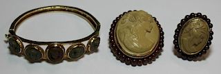 JEWELRY. Grouping of 14kt Gold Lava Cameo Jewelry.