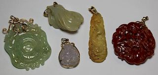 JEWELRY. Assorted Asian Carved Pendant Grouping.