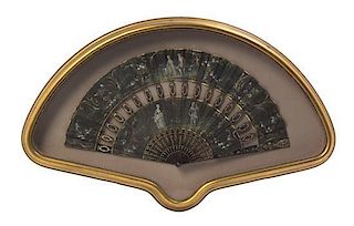 A Louis XVI Style Tortoiseshell and Painted Silk Fan, 19TH CENTURY, Length: 16 1/4 inches.