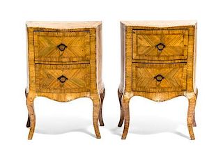 A Pair of Louis XV Style Fruitwood Side Chests, Height 26 1/2 x width 18 x depth 10 1/2 inches.