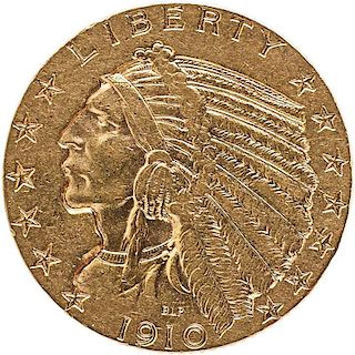 U.S. 1910-S INDIAN $5 GOLD COIN