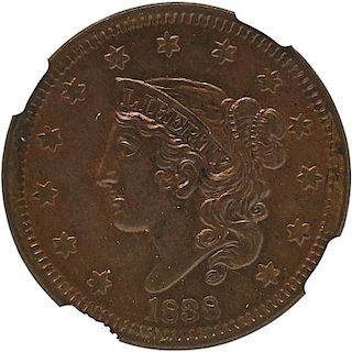 U.S. 1838 MATRON HEAD LARGE 1C COIN