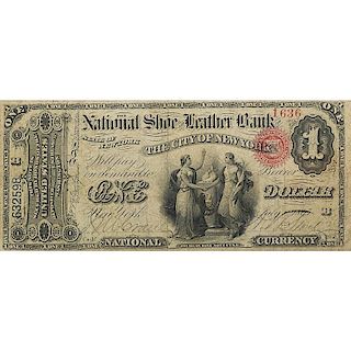 1865 NATIONAL SHOE AND LEATHER BANK $1 NOTE