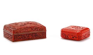 Two Chinese Lacquered Cinnabar Boxes