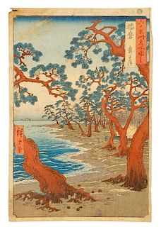Utagawa Hiroshige I, "Maiko Beach", Woodblock