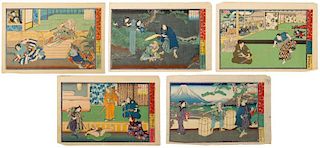 5 Woodcuts from "The Road to Iga Pass", Kunikazu