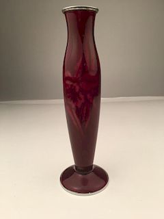 Vintage Japanese ox blood red cloisonne vase in a boulbous shape.