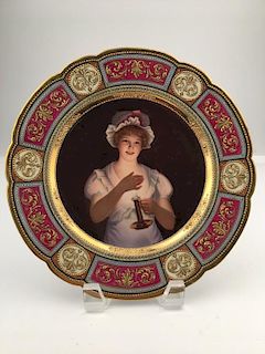 Royal Vienna cabinet plate with a gold enamel boarder