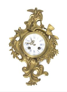 A Louis XV Style Gilt Bronze Cartel Clock, Height 13 3/4 inches.