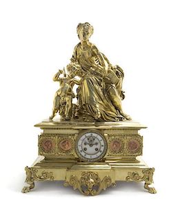 A Louis XV Style Gilt Bronze Figural Mantel Clock, AFTER JEAN JULES SALMSON 1823-1902), MOVEMENT BY MARTI & CIE, Height 22 3/4