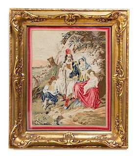 A Petit Point Panel, Height 11 x width 8 1/2 inches.