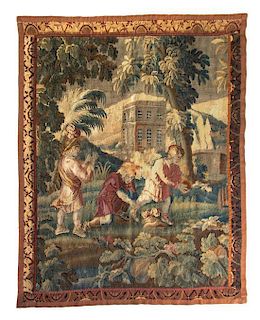 A Continental Wool Tapestry, Height 84 x width 66 inches.