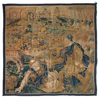 A Continental Wool Tapestry, 19TH CENTURY, Height 7 feet 8 inches x width 6 feet 10 inches.