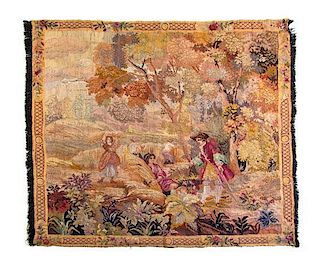 A German Wool Tapestry, Height 54 1/2 x width 59 inches.