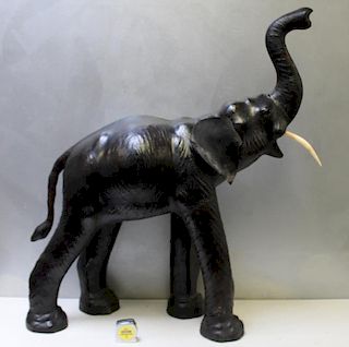 Vintage and Large Leather Elephant.