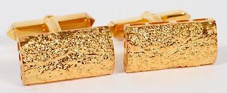 18KT YELLOW GOLD NUGGET CUFF LINKS PAIR