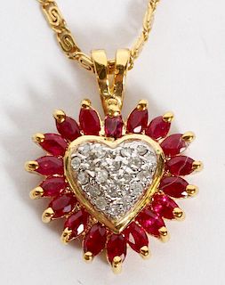 .20CT DIAMONDS AND 1CT RUBY HEART NECKLACE