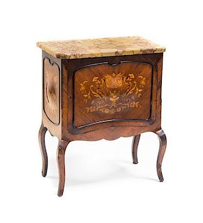 A Louis XVI Style Marquetry Side Cabinet, Height 32 1/4 x width 26 1/4 x depth 15 inches.