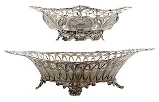Two Openwork Sterling Footed Bowls