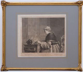 AFTER JEAN-BAPTISTE-SIMEON CHARDIN (1699-1779): DAME PRENANT SON THÉ