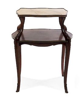A Louis XVI Style Two-Tier Occasional Table, Height 35 x width 27 x depth 19 1/2 inches.