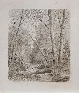 CARL CHRISTIAN BRENNER (1838-1888): FORREST WITH STREAM; AND GIRL IN WOODS