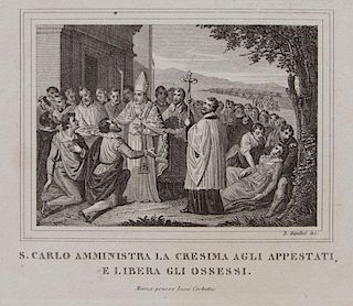 AFTER DOMENICO GANDINI (1808-1863): S. CARLO VISITA IL SACRO MONTE DI VARALLO E DIGIUNA IN PANE ED ACQUA; S. CARLO FONDA LA C