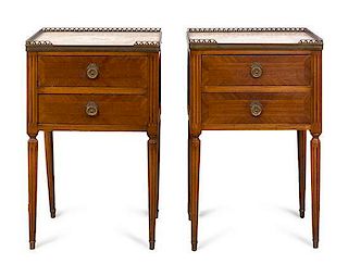 A Pair of Louis XVI Style Side Tables, Height 25 1/4 x width 16 x depth 12 inches.
