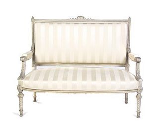 A Louis XVI Style Settee, Width 54 inches.