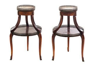 A Pair of Louis XVI Style Occasional Tables, Height 28 1/4 x width 17 1/4 inches.