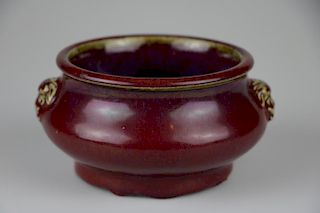 Chinese Ox-Blood Lang Yao Porcelain Censer