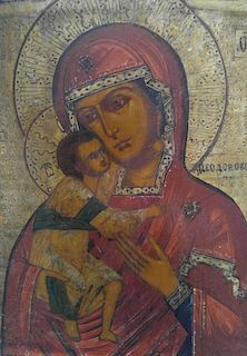 Antique 19c Russian icon of the Feodorovkaya