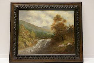 European Oil on Canvas Painting of Landscape