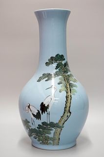 Chinese Blue Glazed Famille Rose Porcelain Vase