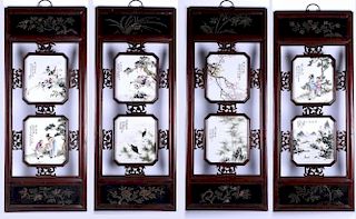 Set of Chinese Famille Rose Porcelain Plaque Panel