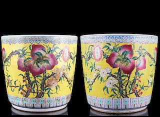Pair of Chinese Famille Rose "DaYaZhai" Planters