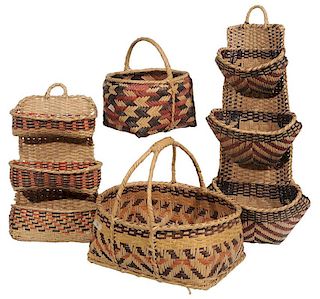 Four Choctaw River Cane Baskets