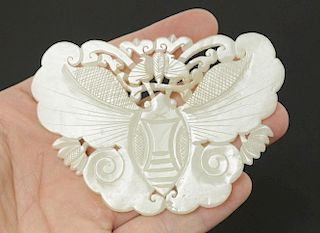 Chinese White Jade Carved Butterfly Plaque