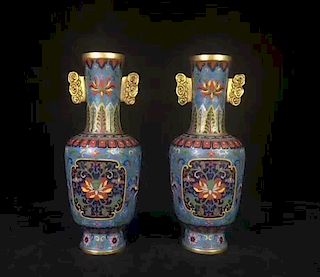 Qing Dynasty Chinese Enameled Bronze Vases