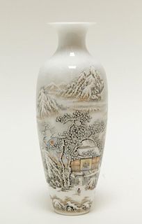 Chinese Famille Rose Snowing Scene Porcelain Vase