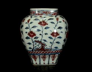 Chinese Blue & Copper Red Porcelain Jar