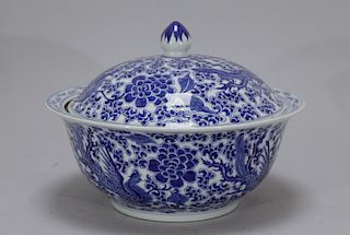 Chinese Blue/White Porcelain Cover Bowl