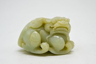 Chinese Carved White Jade Beast