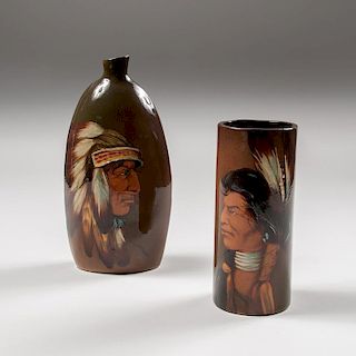 Rick Wisecarver American Indian Portrait Vase and Bottle
